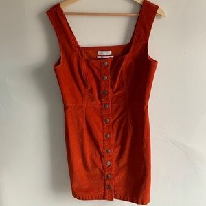 Urban Outfitters Corduroy Button Up Dress - Rust